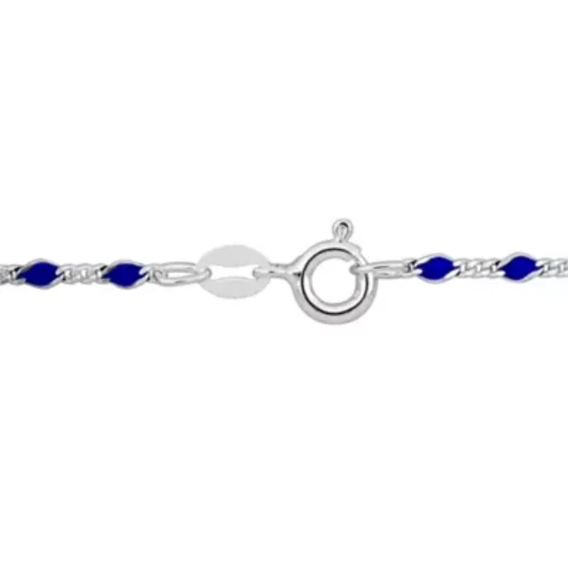 Blue Enamel Bead Necklace in Sterling Silver