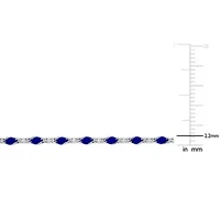 Blue Enamel Bead Necklace in Sterling Silver