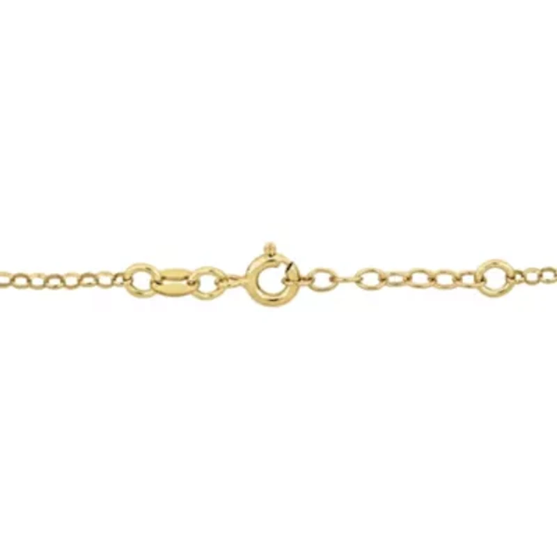 2MM Cherry Enamel Charm Rolo Chain Bracelet in Yellow Plated Sterling Silver