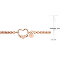 Bead Link Bracelet with Heart Clasp in Rose Plated Sterling Silver - 9"