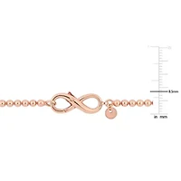 Bead Link Bracelet with Infinity Clasp in Rose Plated Sterling Silver - 7.5"
