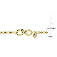 Bead Link Bracelet with Infinity Clasp in Yellow Plated Sterling Silver - 7.5"