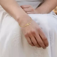 Bead Link Bracelet with Infinity Clasp in Yellow Plated Sterling Silver - 7.5"