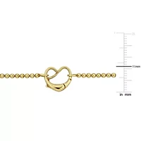 Bead Link Necklace with Heart Clasp in Yellow Plated Sterling Silver - 16"