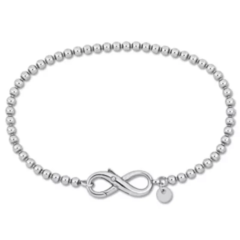 Bead Link Bracelet with Infinity Clasp in Sterling Silver