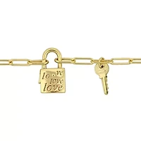 Paper Clip Link Bracelet with Lock Clasp in Yellow Plated Sterling Silver