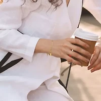Paper Clip Link Bracelet with Lock Clasp in Yellow Plated Sterling Silver