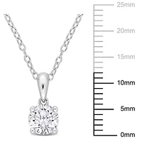 White Topaz Solitaire Classic Basket Setting Pendant with Chain in Sterling Silver