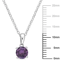 Lab Created Simulated Alexandrite Solitaire Classic Basket Setting Pendant with Chain in Sterling Silver