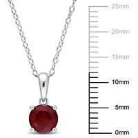 Garnet Solitaire Classic Basket Setting Pendant with Chain in Sterling Silver