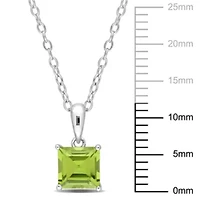 Peridot Solitaire Classic Basket Setting Pendant with Chain in Sterling Silver