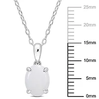 Opal Solitaire Classic Basket Setting Pendant with Chain in Sterling Silver