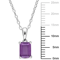 Lab Created Simulated Alexandrite Solitaire Classic Basket Setting Pendant with Chain in Sterling Silver