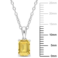Citrine Solitaire Classic Basket Setting Pendant with Chain in Sterling Silver