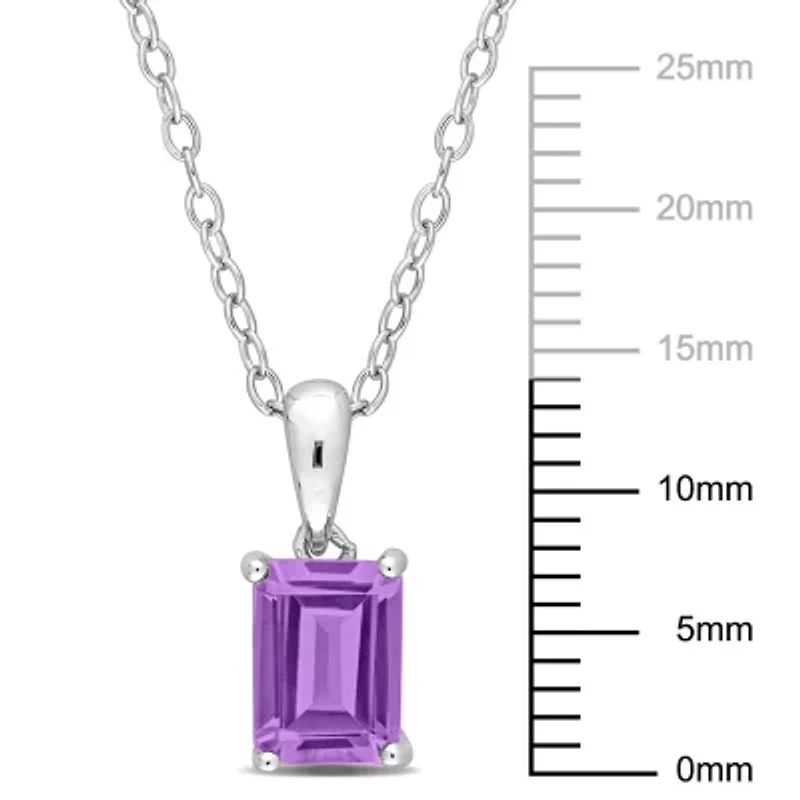 Amethyst Solitaire Classic Basket Setting Pendant with Chain in Sterling Silver