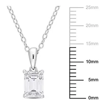 White Topaz Solitaire Classic Basket Setting Pendant with Chain in Sterling Silver