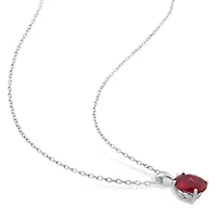 Lab Created Created Ruby Solitaire Design Pendant with Chain in Sterling Silver