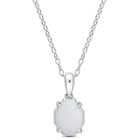 Opal Solitaire Design Pendant with Chain in Sterling Silver