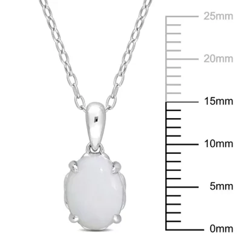 Opal Solitaire Design Pendant with Chain in Sterling Silver