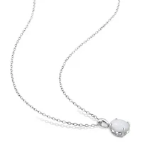 Opal Solitaire Design Pendant with Chain in Sterling Silver