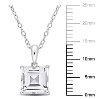 White Topaz Solitaire Design Pendant with Chain in Sterling Silver