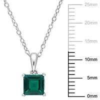 Lab Created Created Emerald Solitaire Design Pendant with Chain in Sterling Silver