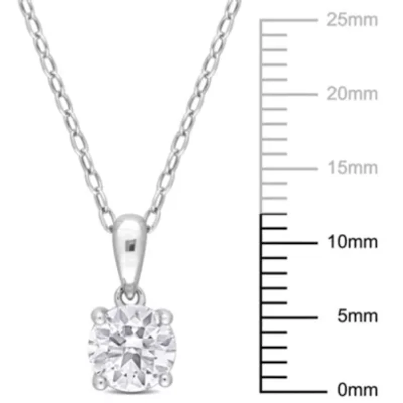 White Topaz Solitaire Design Pendant with Chain in Sterling Silver