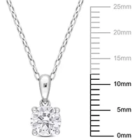 White Topaz Solitaire Design Pendant with Chain in Sterling Silver
