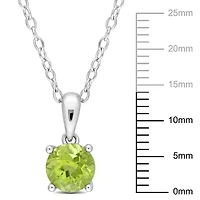 Peridot Solitaire Design Pendant with Chain in Sterling Silver