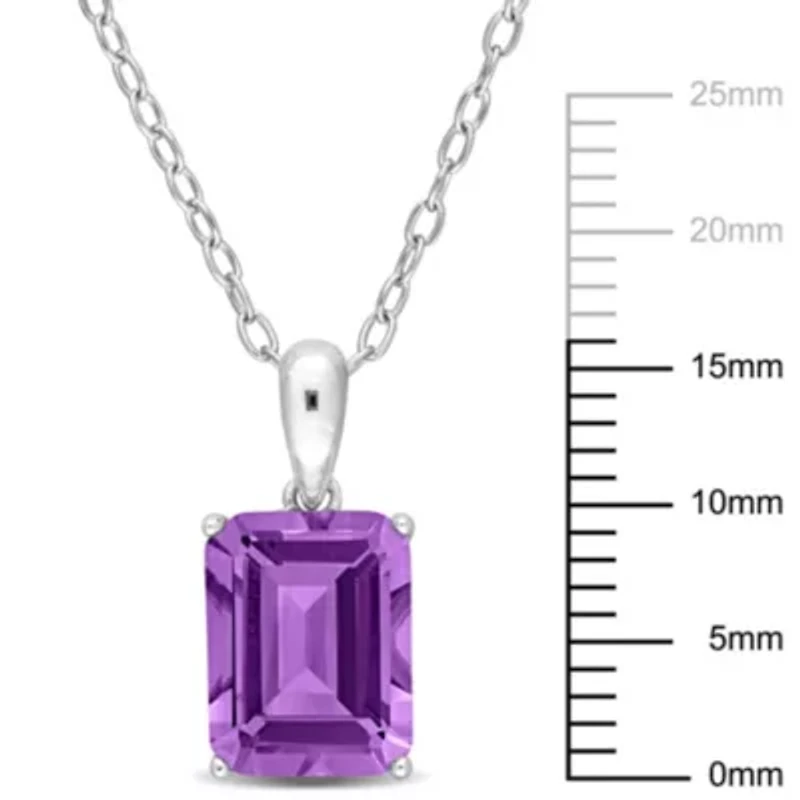 Amethyst Solitaire Design Pendant with Chain in Sterling Silver