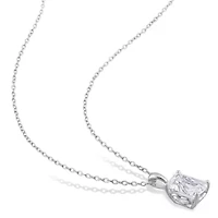 Lab Created Created White Sapphire Solitaire Design Pendant with Chain in Sterling Silver