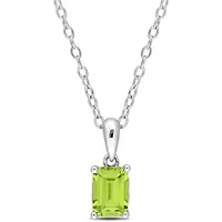 Peridot Solitaire Design Pendant with Chain in Sterling Silver
