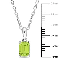 Peridot Solitaire Design Pendant with Chain in Sterling Silver