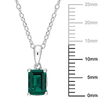 Lab Created Created Emerald Solitaire Design Pendant with Chain in Sterling Silver