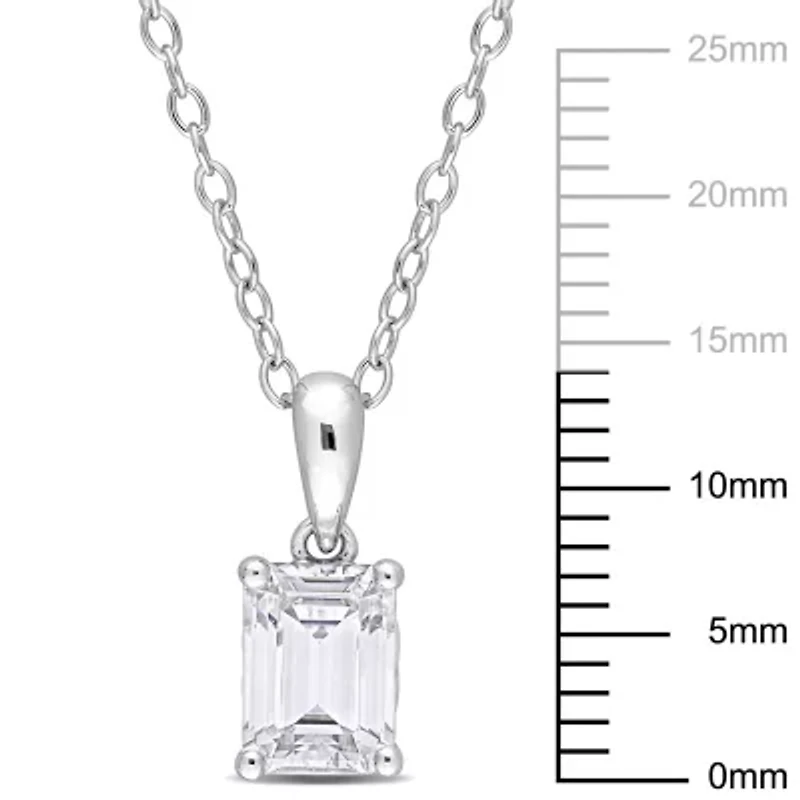 White Topaz Solitaire Design Pendant with Chain in Sterling Silver