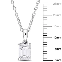 White Topaz Solitaire Design Pendant with Chain in Sterling Silver