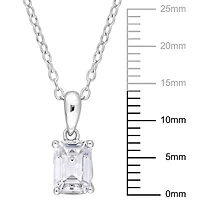 Lab Created Created White Sapphire Solitaire Design Pendant with Chain in Sterling Silver