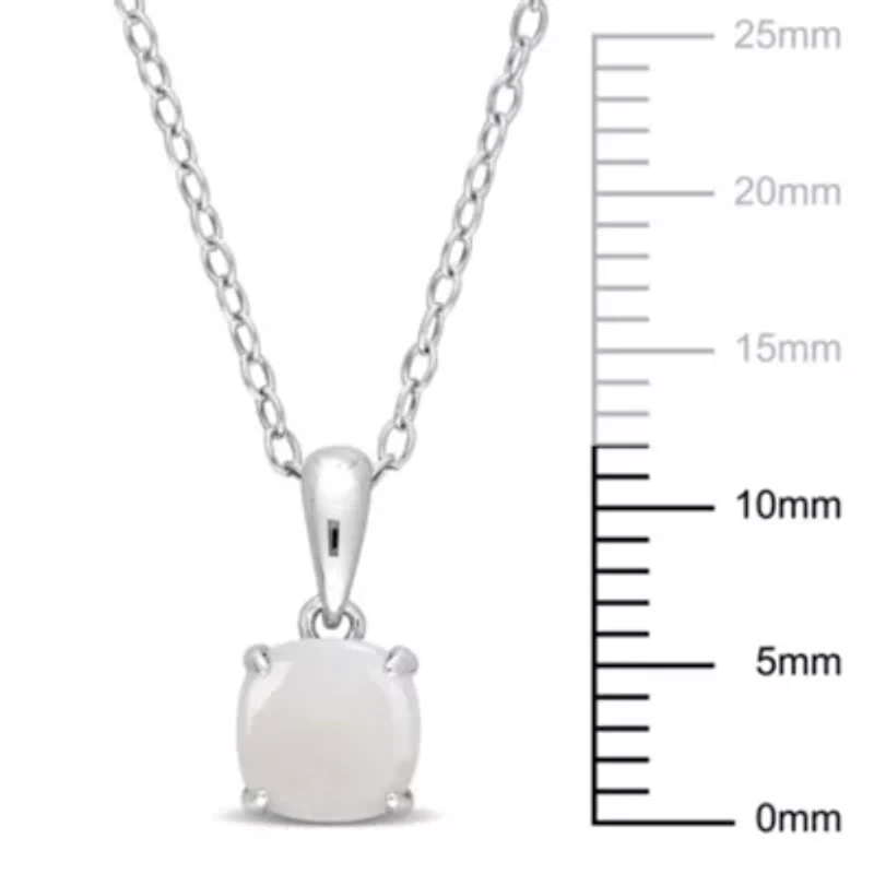 Opal Solitaire Classic Basket Setting Pendant with Chain in Sterling Silver