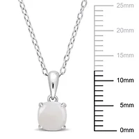 Opal Solitaire Classic Basket Setting Pendant with Chain in Sterling Silver