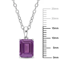 Simulated Alexandrite Solitaire Design Pendant with Chain in Sterling Silver