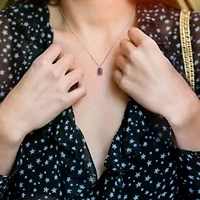 Simulated Alexandrite Solitaire Design Pendant with Chain in Sterling Silver