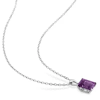 Simulated Alexandrite Solitaire Design Pendant with Chain in Sterling Silver