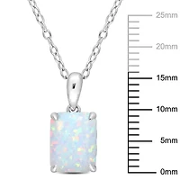 Lab Created Created Opal Solitaire Design Pendant with Chain in Sterling Silver