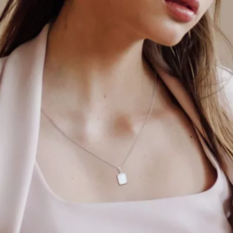 Lab Created Created Opal Solitaire Design Pendant with Chain in Sterling Silver