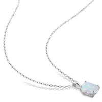 Lab Created Created Opal Solitaire Design Pendant with Chain in Sterling Silver