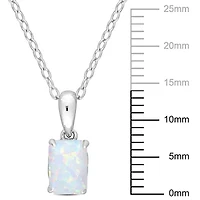 Lab Created Created Opal Solitaire Design Pendant with Chain in Sterling Silver