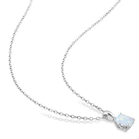 Lab Created Created Opal Solitaire Design Pendant with Chain in Sterling Silver