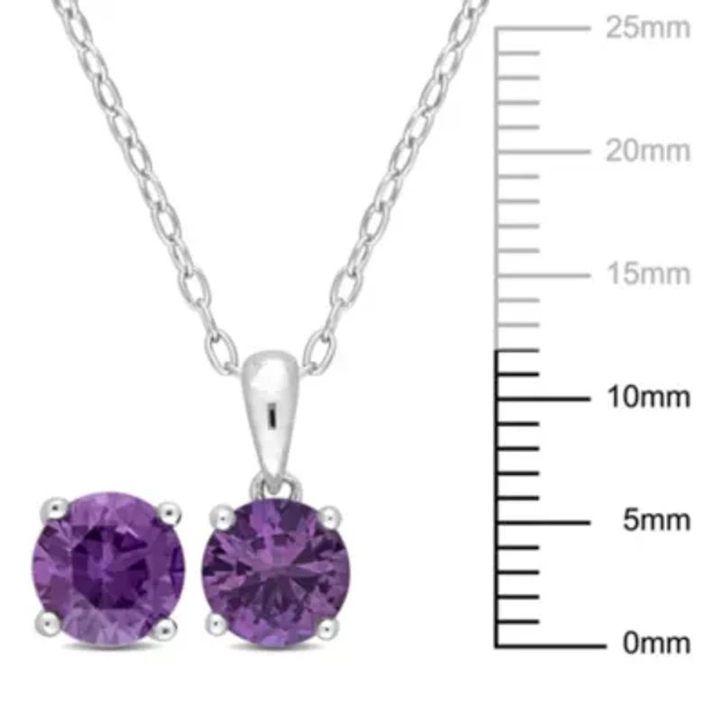 Lab Created Simulated Alexandrite Pendant with Chain and Earrings 2-Piece Set in Sterling Silver