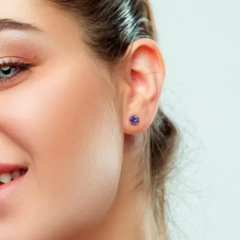 Lab Created Simulated Alexandrite Pendant with Chain and Earrings 2-Piece Set in Sterling Silver