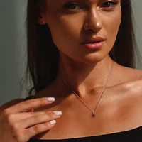Lab Created Created Ruby Solitaire Pendant with Chain and Stud Earrings 2-Piece Set in Sterling Silver